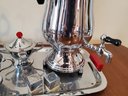 STUNING Vintage Never Used Percolators With Bakelite Handles, Tray And Sugar Creamer - NEW NEVER USED