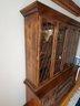 Ethan Allen Wooden China Cabinet Hutch Breakfront With Leaded Glass