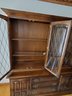 Ethan Allen Wooden China Cabinet Hutch Breakfront With Leaded Glass