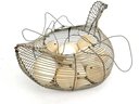 Vintage Farmhouse Wire Chicken Egg Basket With Blown Out Eggs.