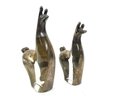Pair Of Silver Overlay Glass Lama Figures