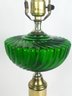 Green Glass And Brass Table Lamp