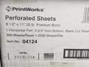 Case Of PrintWorks Professional 3 2/3' Perforated Paper 2500 Sheets 20 Lb White 04124