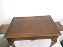 Antique Queen Anne Mahogany Side Tea Table With Pull Out Sides