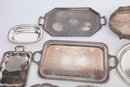 Large Group Of Silver Plate Trays And Platters