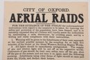 17 1/2' X 22 1/2' WWI Great Britain Poster On Linen 'City Of Oxford Aerial Raids'