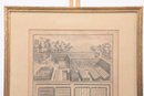 13 1/2' X 19' Framed 1700's Benard Fecit Print Jardin Potager Couches (layered Vegetable Garden)'