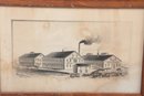 21 1/2' X 14 1/2' Framed 1880's Kyes & Woodbury Worcester Mass. Birds Eye View Foundry And Machine Putnam CT