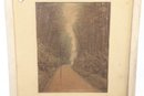 13' X 16' Framed Late 1800 - Early 1900 Japanese Hand Colored Photograph Forest Road