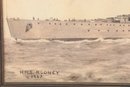 17 1/2' X 12 3/4' Framed Artist Rendition HMS Rodney 1927 Signed A.C. Chalk 1928