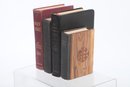 4 Bibles Including An ABS In Wooden Boards Marked Jerusalem