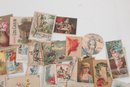 Large Grouping Victorian Trade Cards And Paper Clippings From Same Album