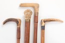 4 Early 1900's Stag Antler Handle Walking Canes