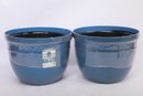 Lot Of 2 Southern Patio Resin Planter 20' X 15' Blue
