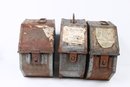 Group Of 3 VINTAGE METAL CANISTER FILM REELS CARRYING BOX SHIPPING CONTAINERS