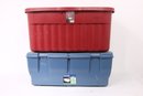 Pair Of Large Storage Totes Bins From Rubbermaid 40 Gal & Pacific 31 Gal