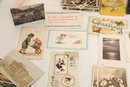 Vintage Greeting Cards & Postcards Lot With Some Misc. Advertising