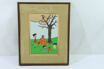 Vintage Artist Signed 34/146 Fall Frolic Print