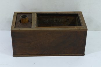 Antique Wood Shop Keepers Till Register Box Copper Lined