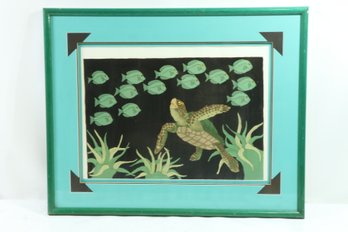 Vintage Framed  Un-Signed Turtle Art Piece