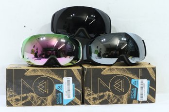 Grouping Of 2 New & 1 Pre-Owned Wild Horn Ski Goggles
