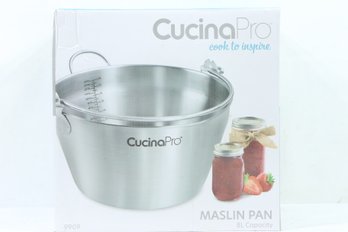 2 Gallon CucinaPro Stainless Steel Maslin Jam Pan, 8 Quarts - Dishwasher Safe