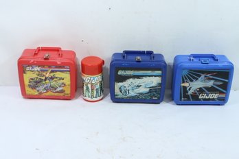 3 VintageGiJoe Aladdin Plastic Lunchbox's & 1 Thermos