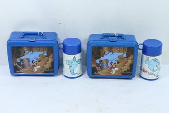 2 Vintage Disney's * Aladdin* Aladdin Plastic Lunchbox's & 1 Thermos