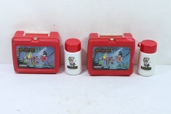 2 Vintage Beetlejuice Aladdin Plastic Lunchbox's  & 2 Thermos