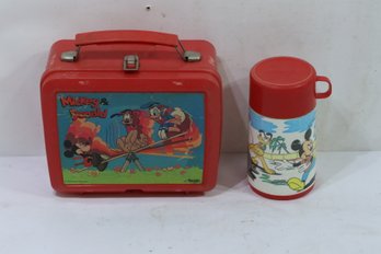 Vintage Mickey & Donald  Aladdin Plastic Lunchbox & Thermos