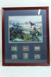 Framed Mort Kunstler Civil War Print With Stamps