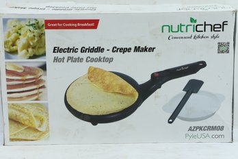 NutriChef PKCRM08 Electric Griddle - Crepe Maker Hot Plate Cooktop, 8 Pan Style