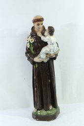 Vintage Chalk-ware Statue Of St. Anthony Of Padua 27' Tall