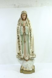 Vintage Chalk-Ware Statue Madonna Of Fatima 34' Tall