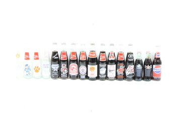 Group Of Vintage Collectable Coke & Other Soda Bottles Superbowl & More