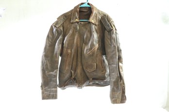 Vintage Mens Distressed Leather Jacket Size M/L
