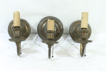 3 Vintage Electrified Brass Wall Sconces