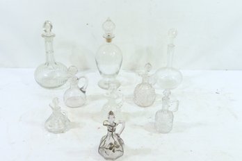 Group Of Crystal Decanters, Creamers, And Other Jars