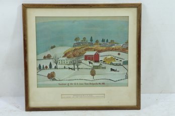 Framed Residence Of Mr. E.R. Jones, Dodgeville, Wisconsin Vintage Folkart 15x14 Art Print