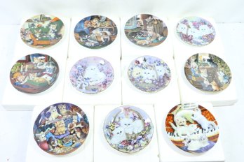 11 Vintage Bradford Exchange Kitty Cat Collector Plates In Original Boxes