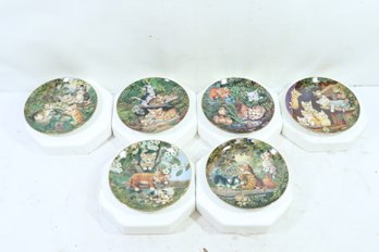 6 Vintage Bradford Exchange Kitty Cat Collector Plates In Original Boxes