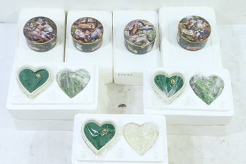 Group Of Vintage Bradford Exchange Trinket Boxes Cats & Hearts Never Displayed