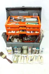 Large Art Box Full Of Oil Paints(Most New) Brushes And Many Other Art Supplies