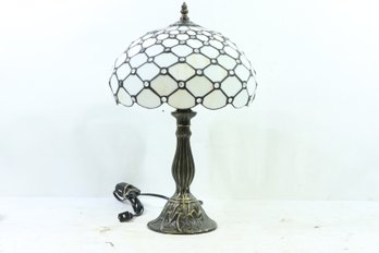 Werfactory Tiffany Style 18' Stained Glass And Crystal Pearl Dresser Lamp New
