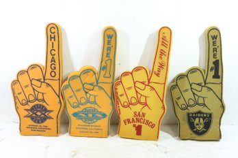 4 Vintage Super Bowl Foam Fingers San Fran ,raiders, Dolphins & Bears