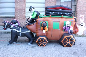 Large Gemmy Halloweens Inflatable Horse Drawn Carriage