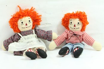 Pair Of Vintage Handmade Raggedy Ann Dolls