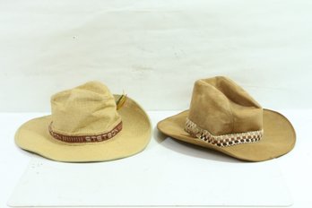 Pair Of Vintage Cowboy Hats Stetson & Suede Leather