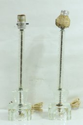 Pair Of Clear Cut Crystal Candlestick Lamps