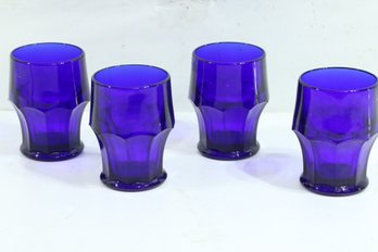 Group Of 4 Cobalt Blue Drinking Glasses